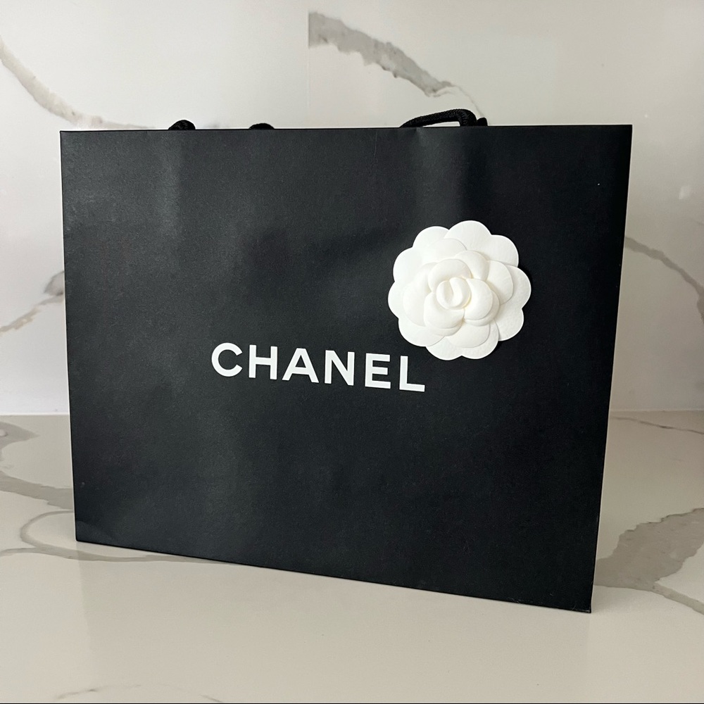 Chanel Paper Shopping Bag w/ white Camellia - Medium